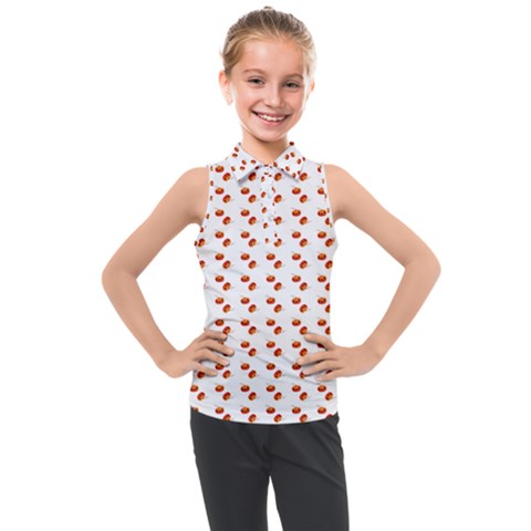 Kawaii Pumpkin Patt White Kids  Sleeveless Polo Tee by violetheavensky