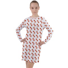 Kawaii Pumpkin Patt White Long Sleeve Hoodie Dress by violetheavensky