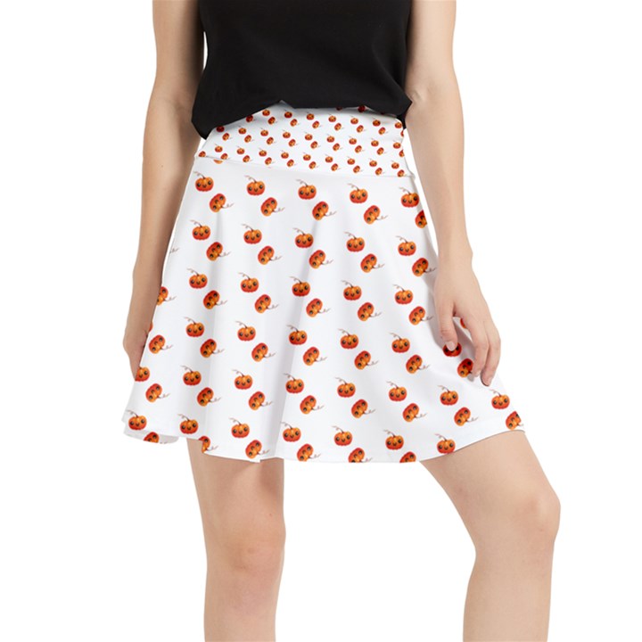 Kawaii Pumpkin Patt White Waistband Skirt