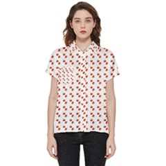 Kawaii Pumpkin Patt White Short Sleeve Pocket Shirt