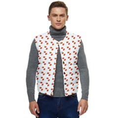 Kawaii Pumpkin Patt White Men s Short Button Up Puffer Vest	