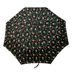 Pink Carnation Black Folding Umbrellas by violetheavensky