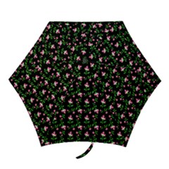 Pink Carnation Black Mini Folding Umbrellas by violetheavensky