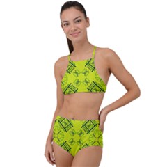 Abstract Pattern Geometric Backgrounds   High Waist Tankini Set by Eskimos