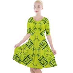 Abstract Pattern Geometric Backgrounds   Quarter Sleeve A-line Dress by Eskimos