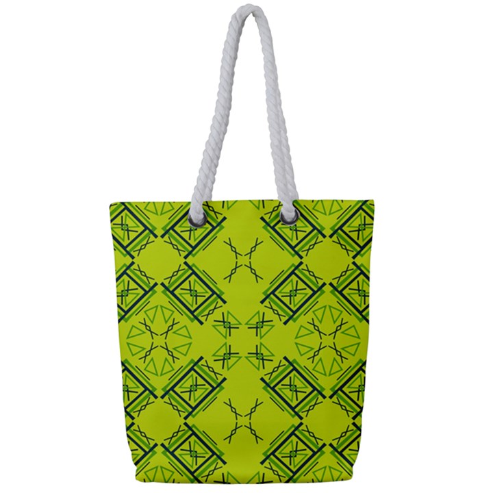 Abstract pattern geometric backgrounds   Full Print Rope Handle Tote (Small)