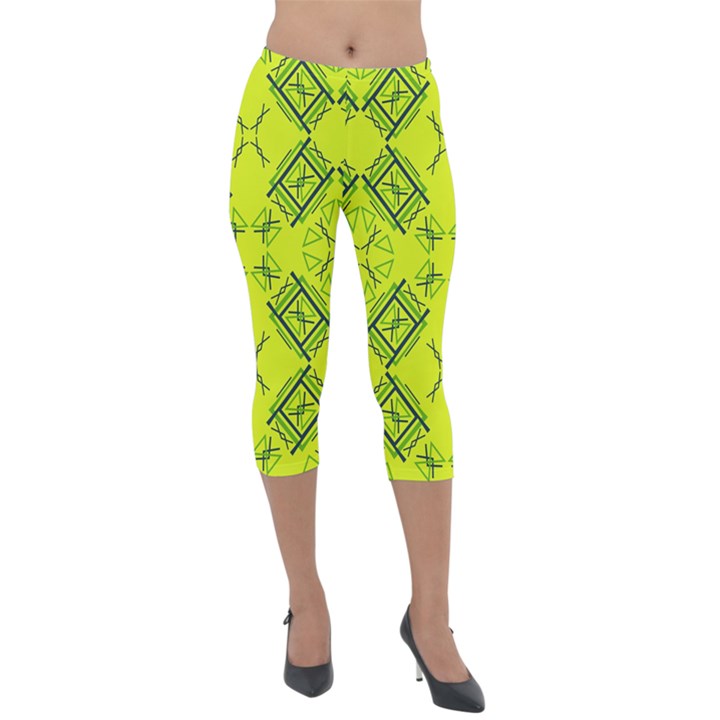 Abstract pattern geometric backgrounds   Lightweight Velour Capri Leggings 