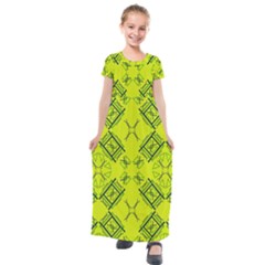 Abstract Pattern Geometric Backgrounds   Kids  Short Sleeve Maxi Dress by Eskimos