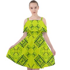 Abstract Pattern Geometric Backgrounds   Cut Out Shoulders Chiffon Dress by Eskimos