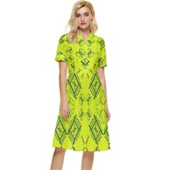 Abstract Pattern Geometric Backgrounds   Button Top Knee Length Dress by Eskimos