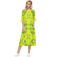 Abstract Pattern Geometric Backgrounds   Bow Sleeve Chiffon Midi Dress