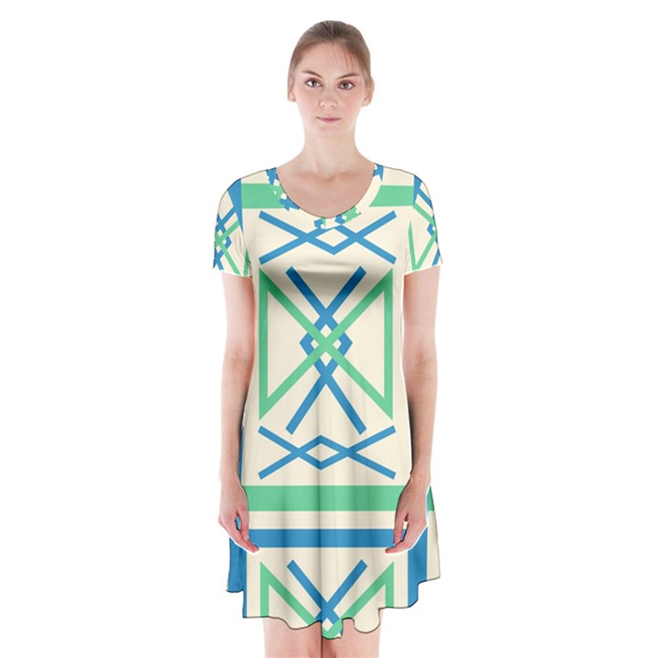 Abstract pattern geometric backgrounds   Short Sleeve V-neck Flare Dress