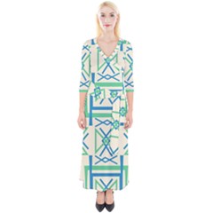 Abstract Pattern Geometric Backgrounds   Quarter Sleeve Wrap Maxi Dress by Eskimos