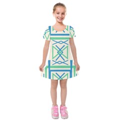 Abstract Pattern Geometric Backgrounds   Kids  Short Sleeve Velvet Dress by Eskimos