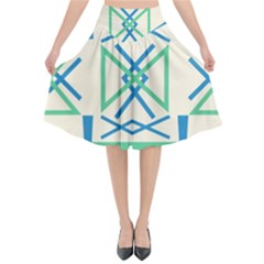 Abstract Pattern Geometric Backgrounds   Flared Midi Skirt by Eskimos