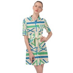 Abstract Pattern Geometric Backgrounds   Belted Shirt Dress by Eskimos