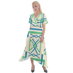 Abstract Pattern Geometric Backgrounds   Cross Front Sharkbite Hem Maxi Dress by Eskimos