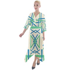 Abstract Pattern Geometric Backgrounds   Quarter Sleeve Wrap Front Maxi Dress by Eskimos