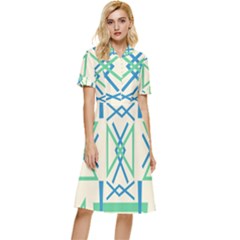 Abstract Pattern Geometric Backgrounds   Button Top Knee Length Dress by Eskimos