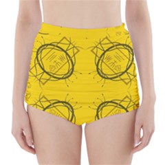 Abstract Pattern Geometric Backgrounds   High-waisted Bikini Bottoms by Eskimos