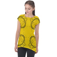 Abstract Pattern Geometric Backgrounds   Cap Sleeve High Low Top by Eskimos