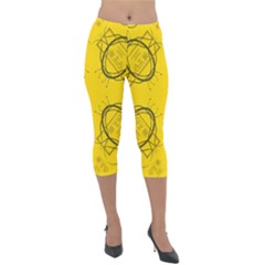 Abstract Pattern Geometric Backgrounds   Lightweight Velour Capri Leggings  by Eskimos