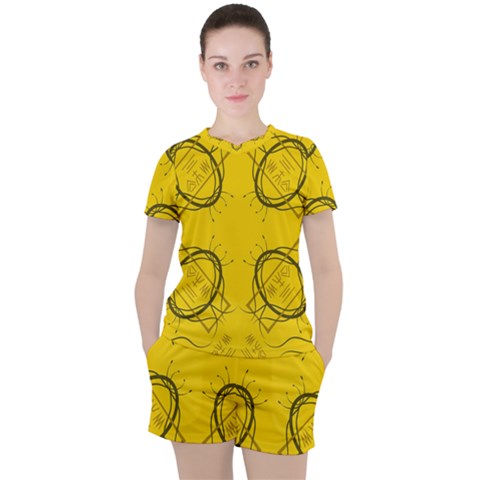 Abstract Pattern Geometric Backgrounds   Women s Tee And Shorts Set by Eskimos