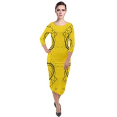 Abstract Pattern Geometric Backgrounds   Quarter Sleeve Midi Velour Bodycon Dress by Eskimos