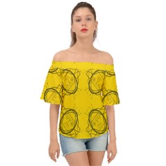 Abstract Pattern Geometric Backgrounds   Off Shoulder Short Sleeve Top by Eskimos