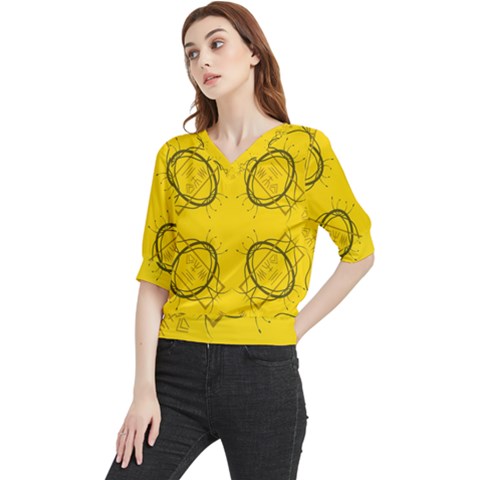 Abstract Pattern Geometric Backgrounds   Quarter Sleeve Blouse by Eskimos