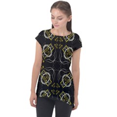 Abstract Pattern Geometric Backgrounds   Cap Sleeve High Low Top by Eskimos