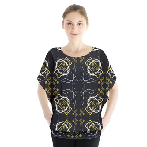 Abstract Pattern Geometric Backgrounds   Batwing Chiffon Blouse by Eskimos