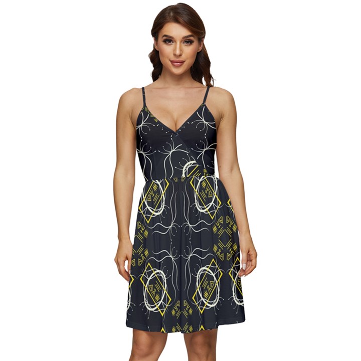 Abstract pattern geometric backgrounds   V-Neck Pocket Summer Dress 