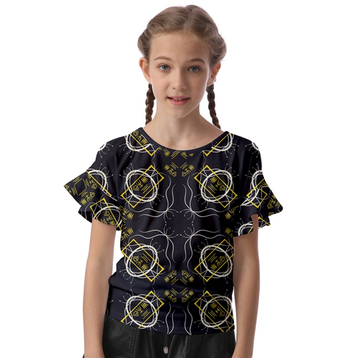 Abstract pattern geometric backgrounds   Kids  Cut Out Flutter Sleeves