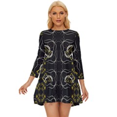 Abstract Pattern Geometric Backgrounds   Long Sleeve Babydoll Dress