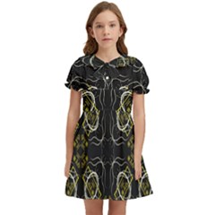 Abstract Pattern Geometric Backgrounds   Kids  Bow Tie Puff Sleeve Dress by Eskimos