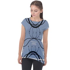 Abstract Pattern Geometric Backgrounds   Cap Sleeve High Low Top by Eskimos