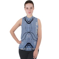 Abstract Pattern Geometric Backgrounds   Mock Neck Chiffon Sleeveless Top by Eskimos