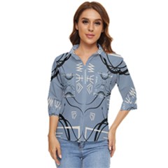 Abstract Pattern Geometric Backgrounds   Women s Quarter Sleeve Pocket Shirt