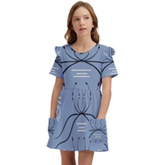 Abstract Pattern Geometric Backgrounds   Kids  Frilly Sleeves Pocket Dress by Eskimos