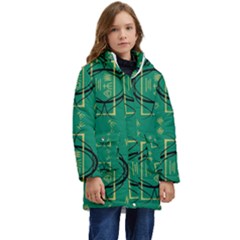 Abstract Pattern Geometric Backgrounds   Kid s Hooded Longline Puffer Jacket by Eskimos