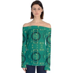 Abstract Pattern Geometric Backgrounds   Off Shoulder Long Sleeve Top by Eskimos