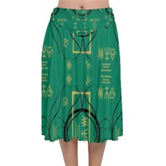 Abstract Pattern Geometric Backgrounds   Velvet Flared Midi Skirt by Eskimos