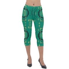 Abstract Pattern Geometric Backgrounds   Lightweight Velour Capri Leggings  by Eskimos