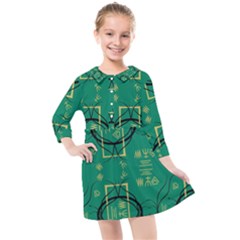 Abstract Pattern Geometric Backgrounds   Kids  Quarter Sleeve Shirt Dress by Eskimos