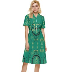 Abstract Pattern Geometric Backgrounds   Button Top Knee Length Dress