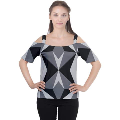 Abstract Pattern Geometric Backgrounds   Cutout Shoulder Tee by Eskimos