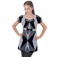 Abstract Pattern Geometric Backgrounds   Puff Sleeve Tunic Top by Eskimos