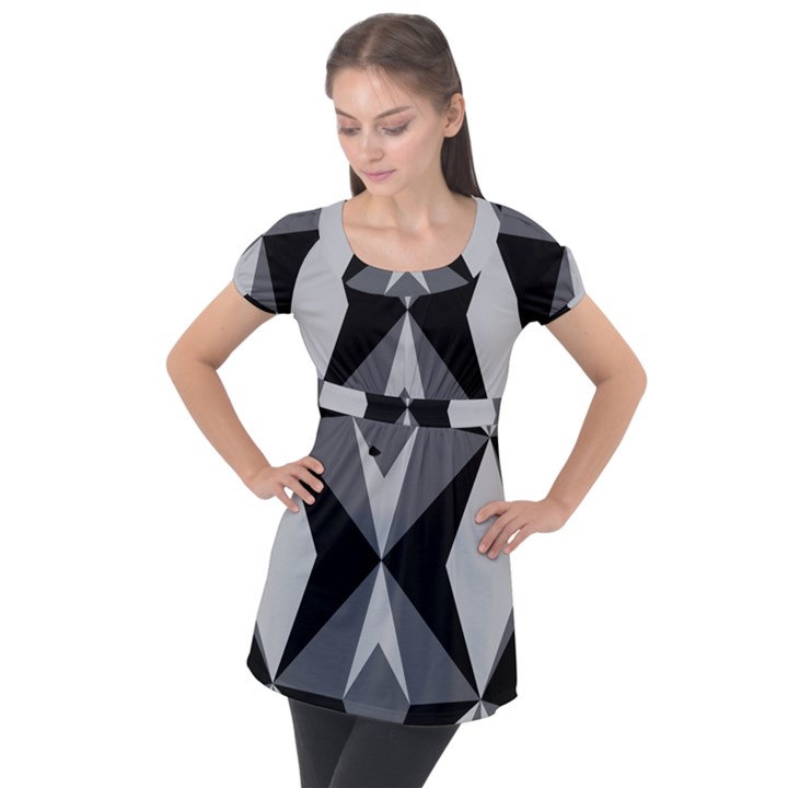 Abstract pattern geometric backgrounds   Puff Sleeve Tunic Top