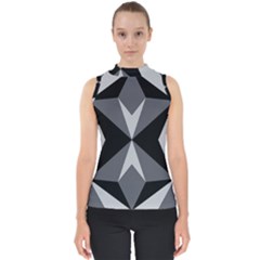 Abstract Pattern Geometric Backgrounds   Mock Neck Shell Top by Eskimos